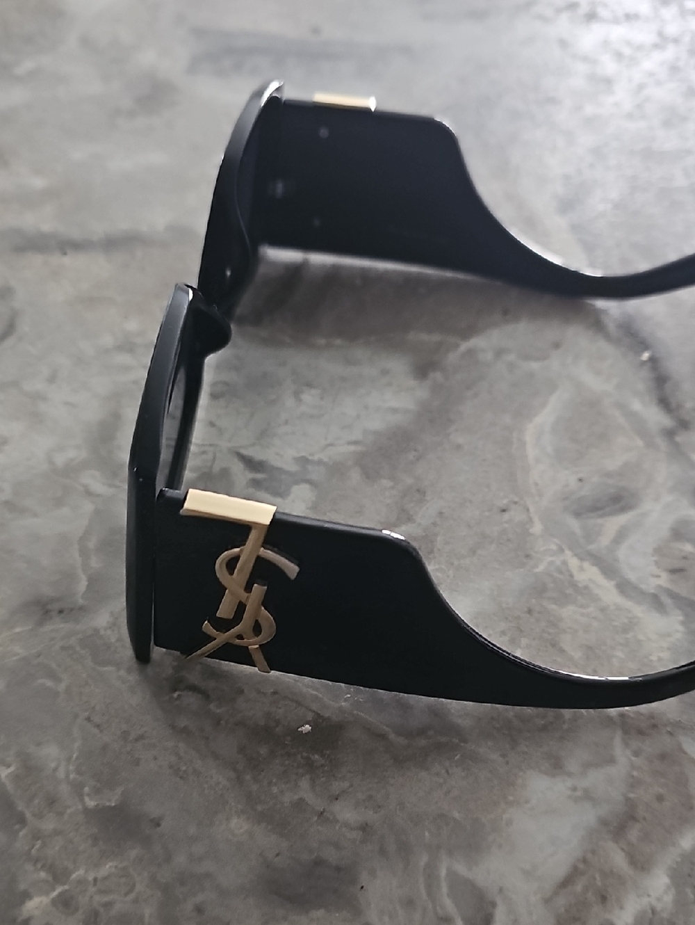 Saint Laurent Black Sunglasses with Gold YSL Logo Accent
